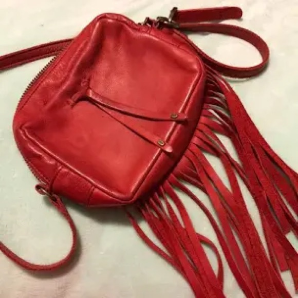 Lucky Brand Handbags - Lucky Brand Red Leather Fringe Crossbody Bag